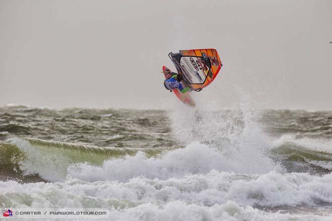 Philip Koster mixes it up during the PWA Cold Hawaii World Cup 2013 ©  John Carter / PWA http://www.pwaworldtour.com